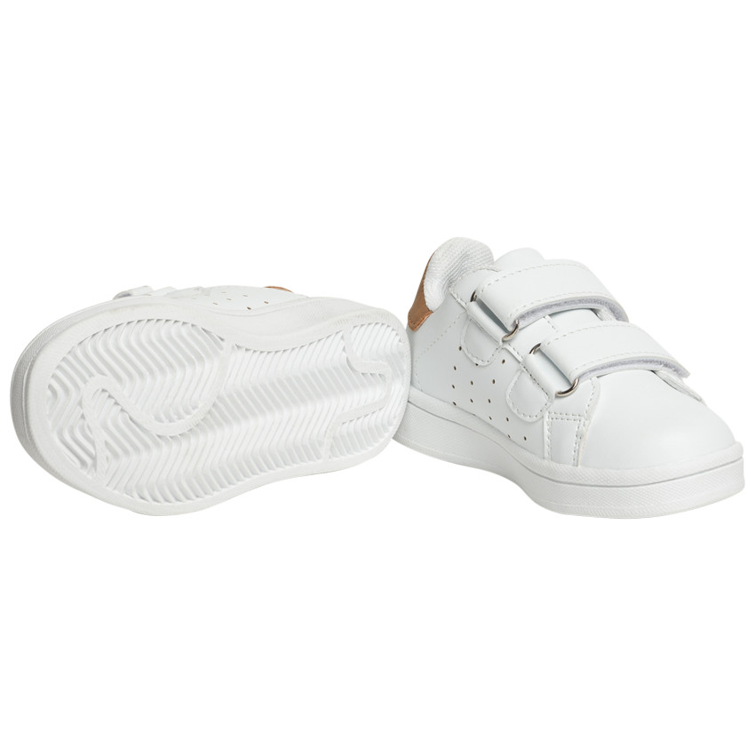 Baskets basses blanches à scratchs pour enfant garçon 