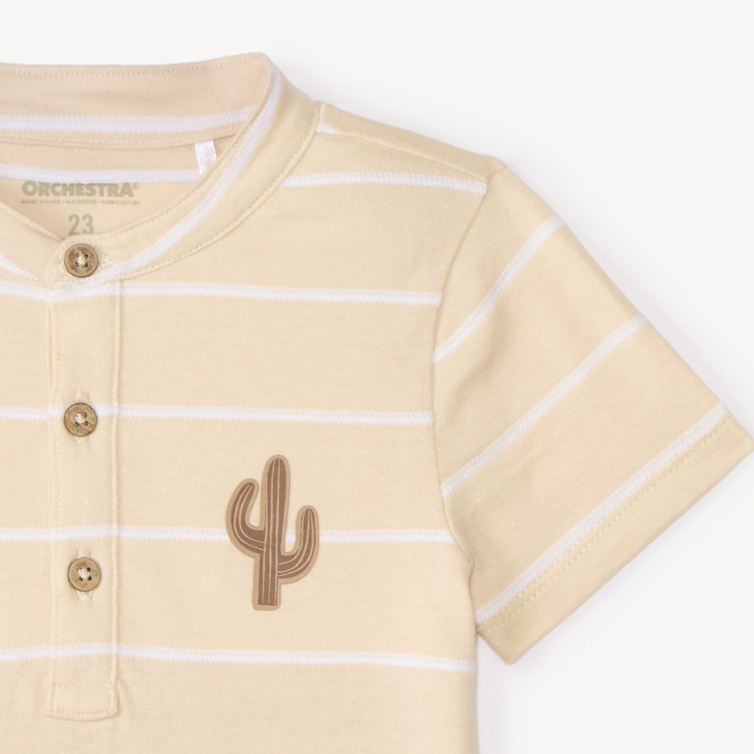 Πολό κοντομάνικο ριγέ με πίσιν πατς κάκτου για μωρό αγόρι 