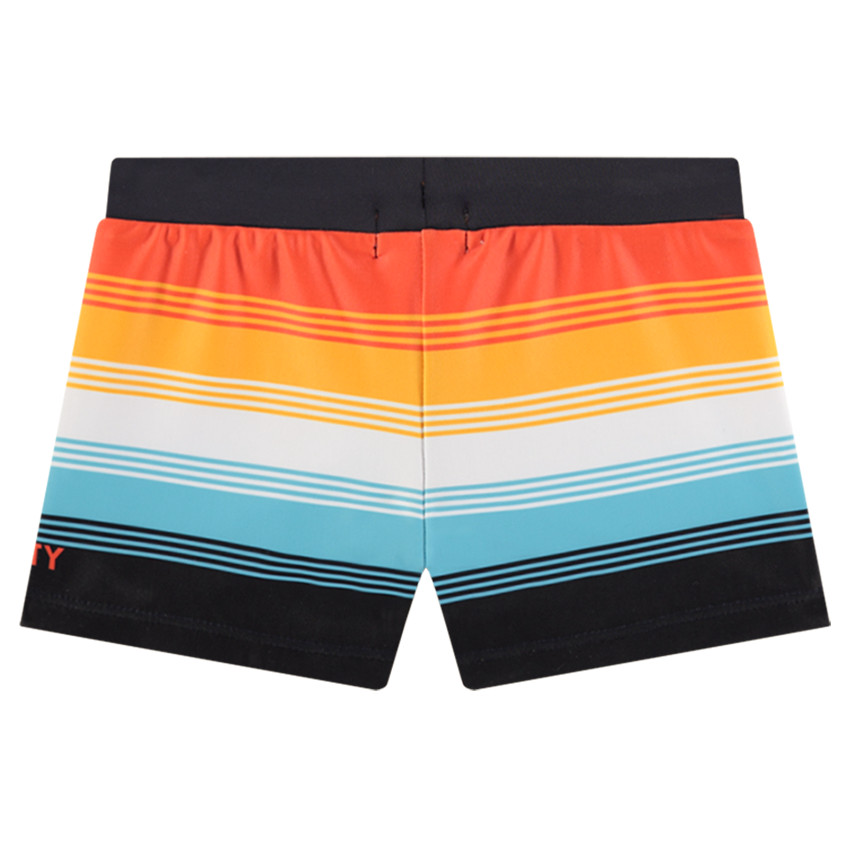 Μαγιό-μποξεράκι με φαρδιές λωρίδες σε αντίθεση και τυπωμένες φράσεις 