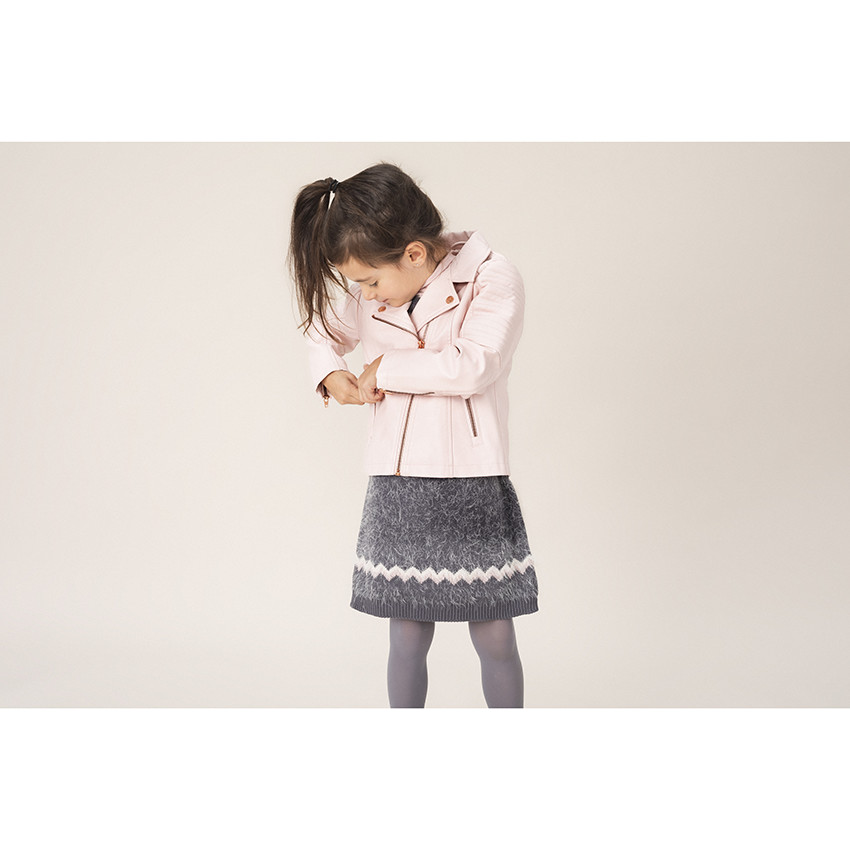 Ροζ τζάκετ perfecto από συνθετικό δέρμα με τσέπες και φερμουάρ 