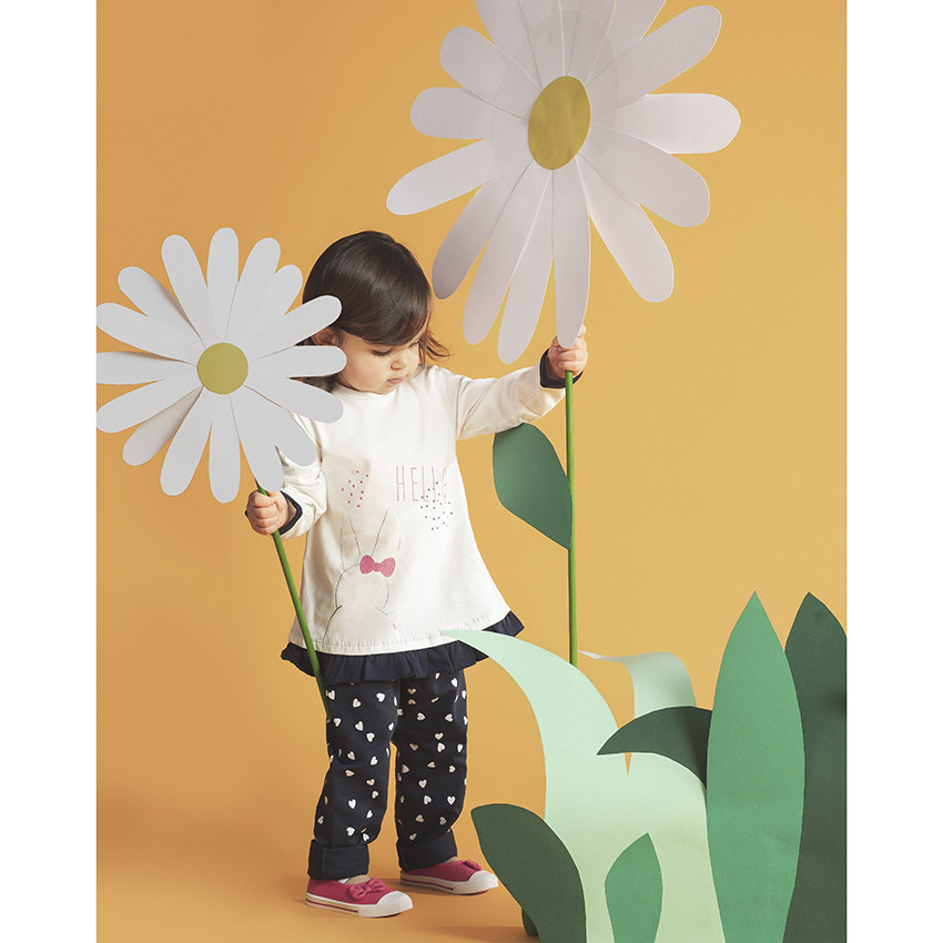 Αθλητικά παπούτσια ψηλά με κορδόνια από ύφασμα και φιόγκο για bebe κορίτσι 