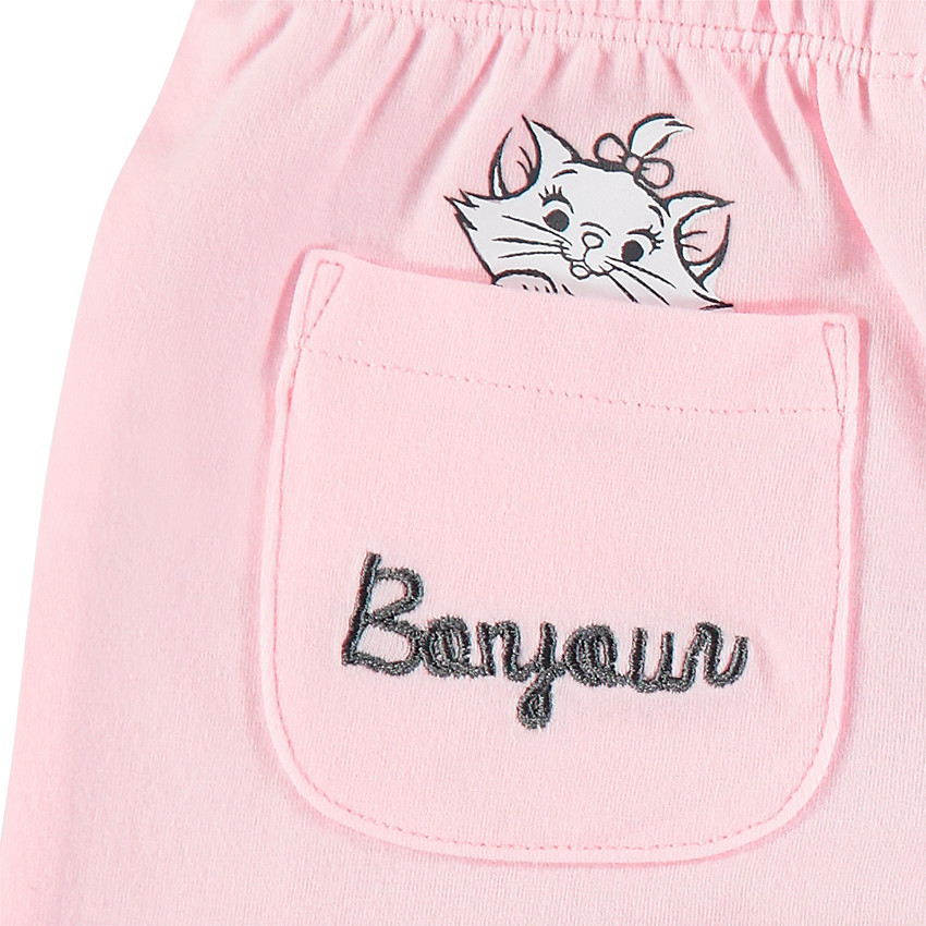 Ζέρσεϊ πυτζάμα με  ριγέ πάνω μέρος και τις Αριστόγατες της ©Disney τυπωμένες  