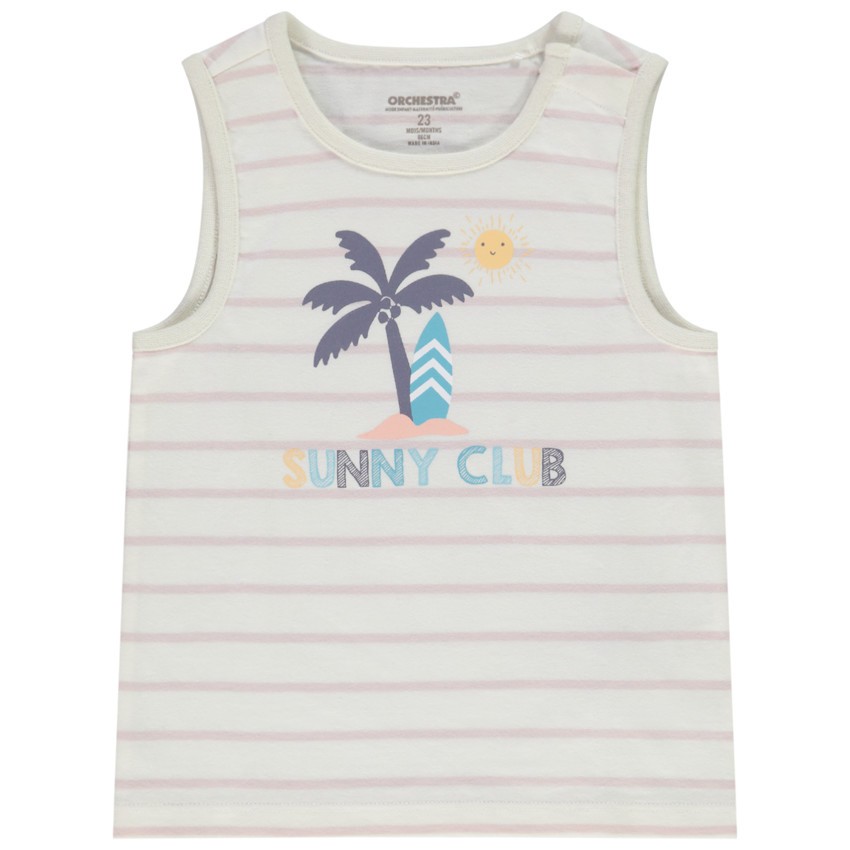 Αμάνικο μπλουζάκι από jersey με ρίγες και print για bebe αγόρι 