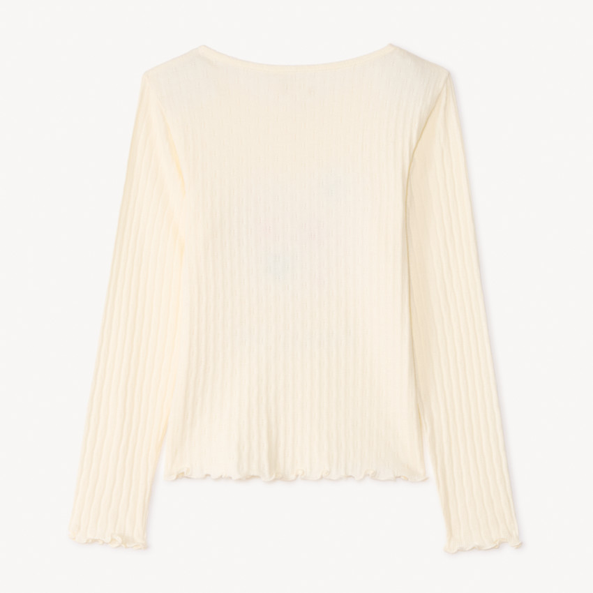 T-shirt με μακριά μανίκια, ριμπ και κεντημένο για κορίτσι 