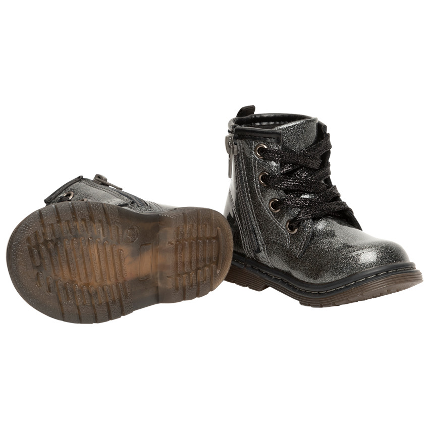 Μποτάκια με glitter, κορδόνια και φερμουάρ για bebe κορίτσι 