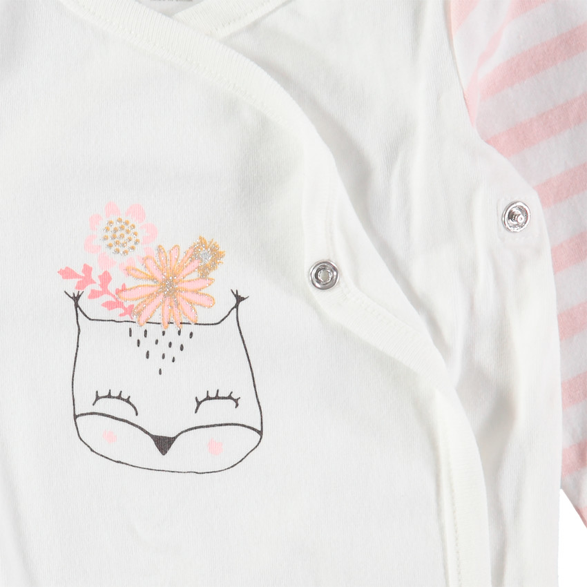 Σετ 5 μακρυμάνικα κορμάκια από ζέρσεϊ με διακοσμητικά σχέδια και ρίγες 