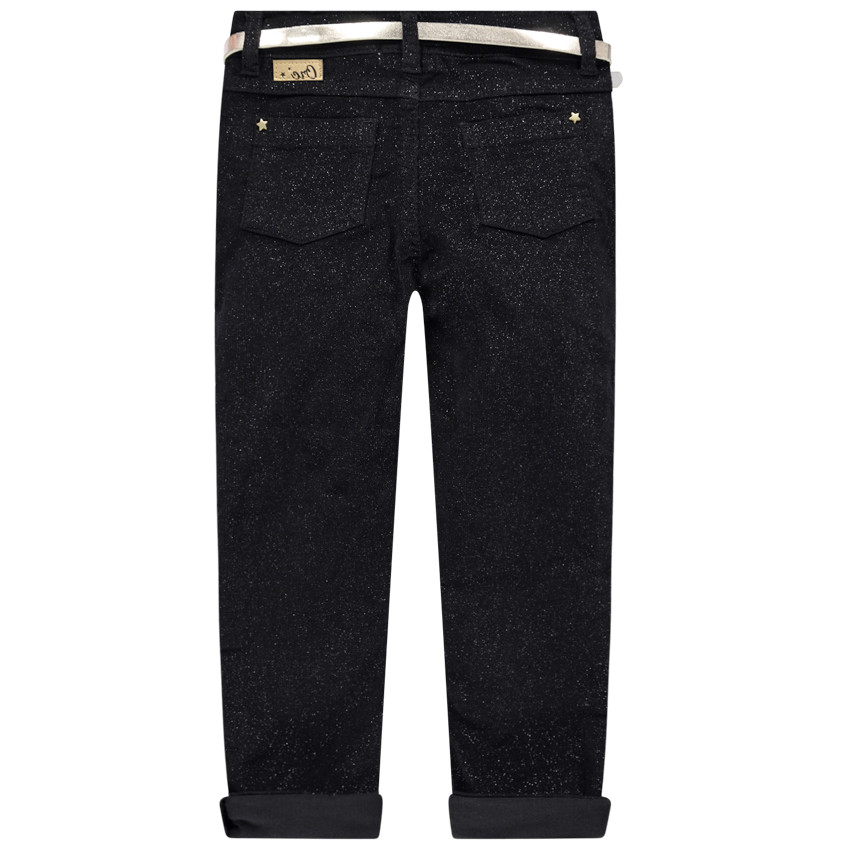 Βελούδινο παντελόνι με παγιέτες και χρυσαφί ζώνη 