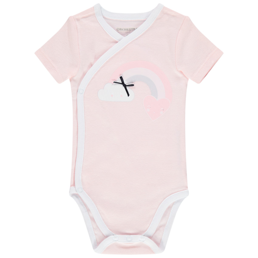 Σετ  7 τμχ κοντομάνικα bodies με στάμπα συννεφάκια  