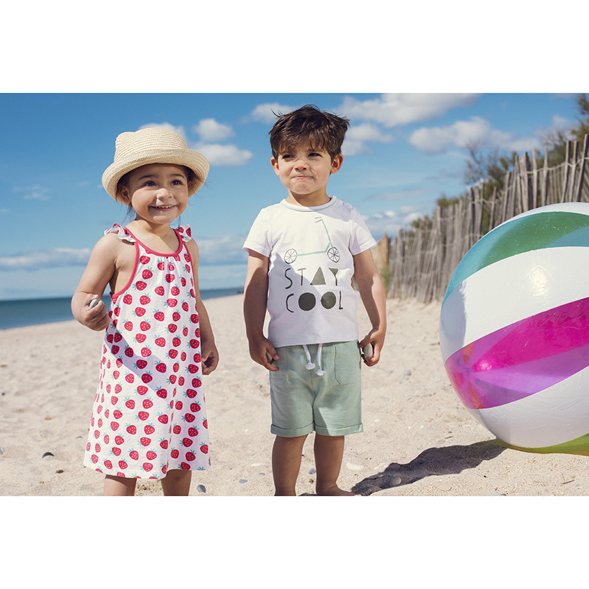 Φόρεμα με σχέδιο και τιράντες με βολάν για μωρό κορίτσι 