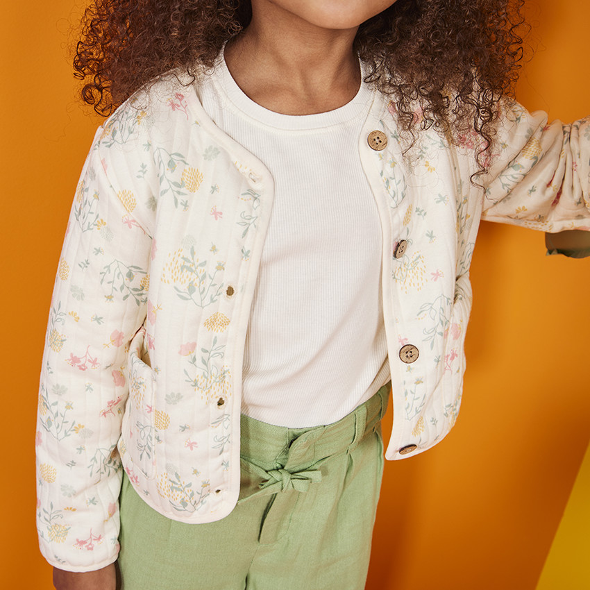 Μπουφάν με επένδυση με floral σχέδιο για κορίτσι 