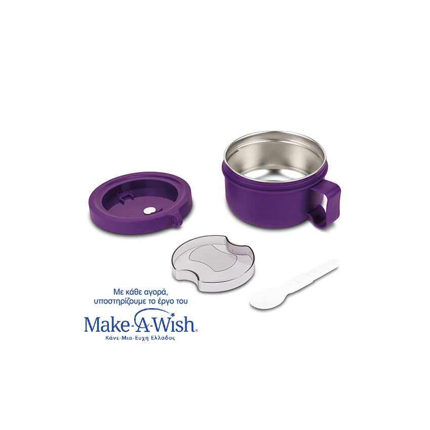 Δοχείο Φαγητού Ανοξείδωτο Στρογγυλό "We Care", Μωβ 850ml 