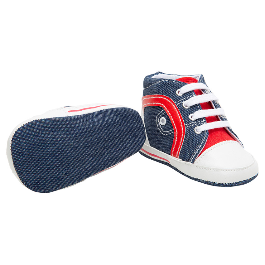 Αθλητικά παπούτσια από ύφασμα με εφέ τζιν και αντίθετα στοιχεία 