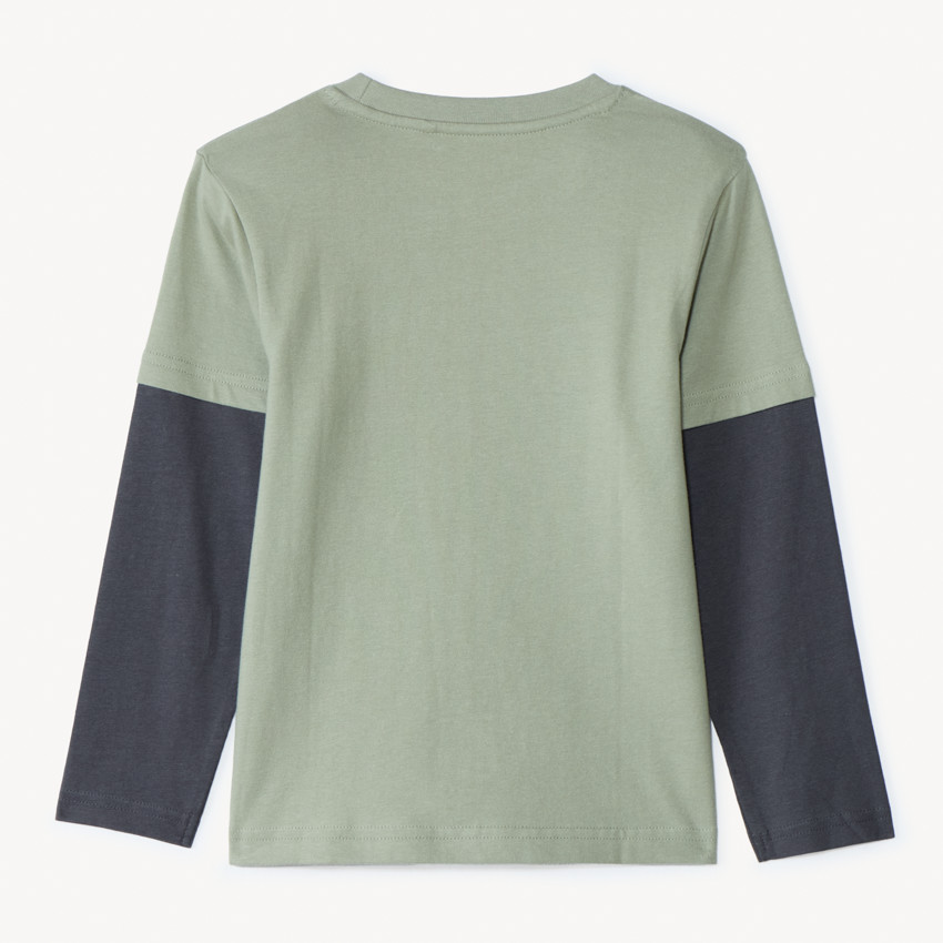 T-shirt με μακριά μανίκια με εφέ 2 σε 1 και εκτύπωση σκι για αγόρια 