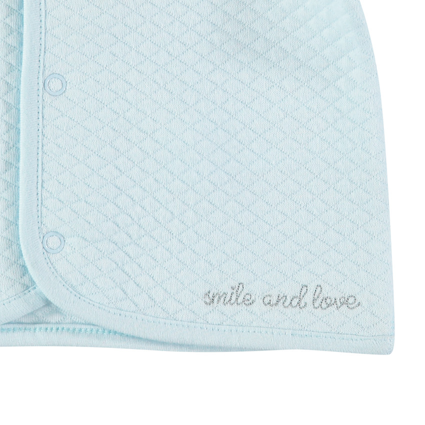 Ζακέτα καπιτονέ σιέλ με τύπωμα 