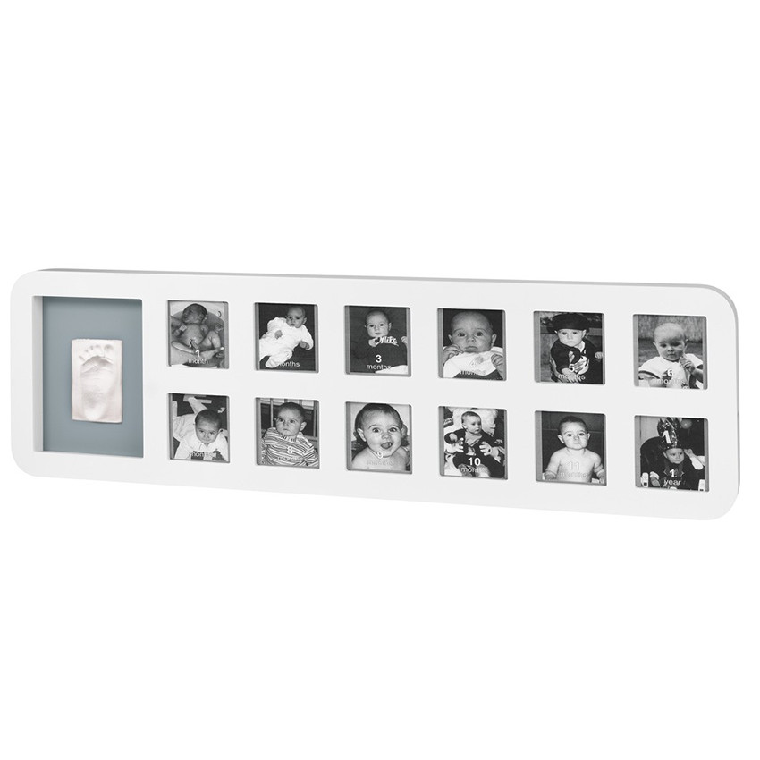 Κορνίζα φωτογραφιών για 1 έτος με θέση για αποτύπωση - Λευκό / Γκρι  