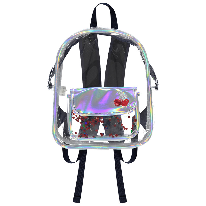 Διαφανές σακίδιο πλάτης με κεντημένα κεράσια 