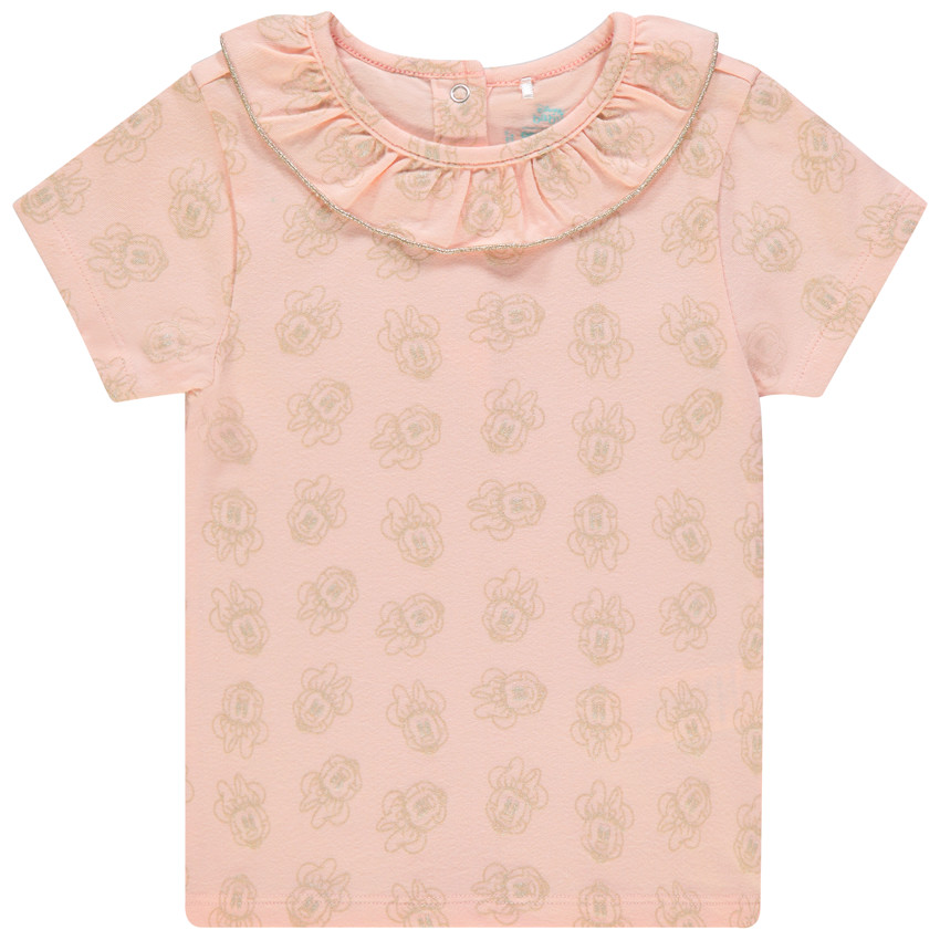 T-shirt manches courtes à col volanté et  imprimé Minnie Disney 