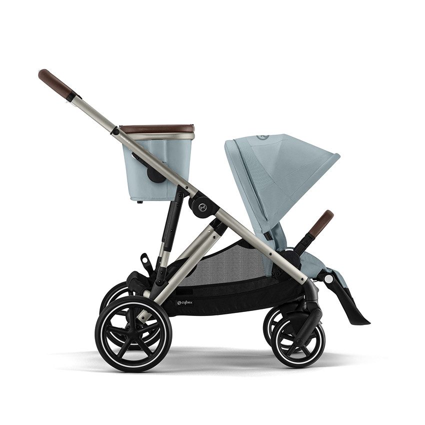 Διπλό καρότσι Gazelle S με panier σε χρώματα ταουπέ και μπλε καταιγίδας 