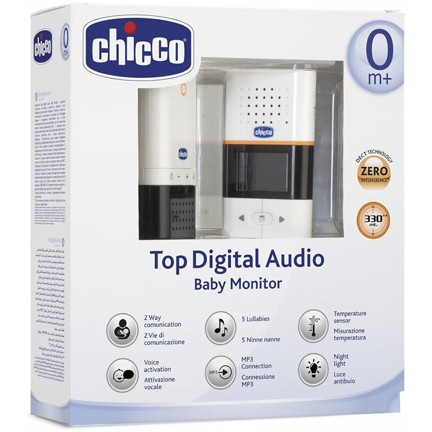 Chicco Top Digital Audio Baby Monitor Ενδοεπικοινωνία με Νανουρίσματα και Αμφίδρομη Επικοινωνία 