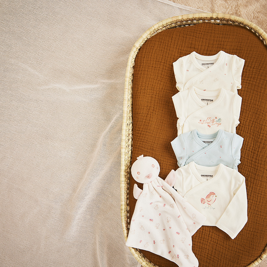 Σετ από 2 bodies σε jersey print πουλιά για bebe κορίτσι 