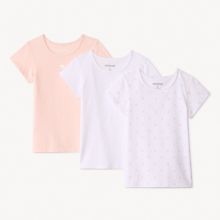 Σετ 3 κοντομάνικα μπλουζάκια τύπου t-shirt από jersey για κορίτσι 