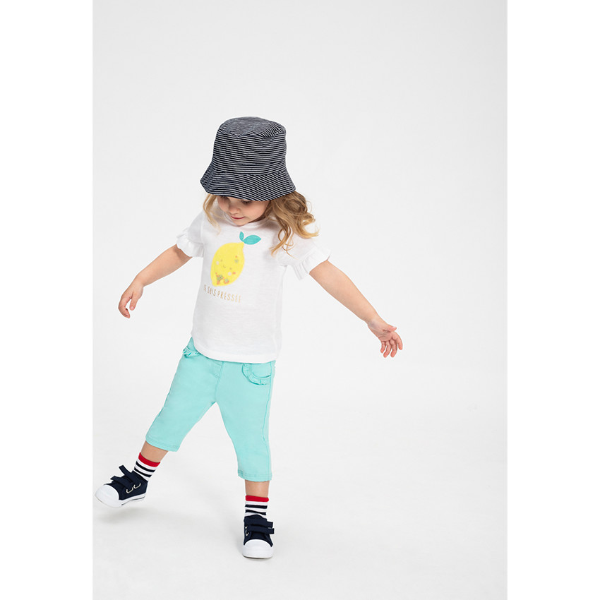 Βαμβακερό μπλε παντελόνι με τσέπες με βολάν  Additional Βαμβακερό μπλε παντελόνι με τσέπες με βολάν