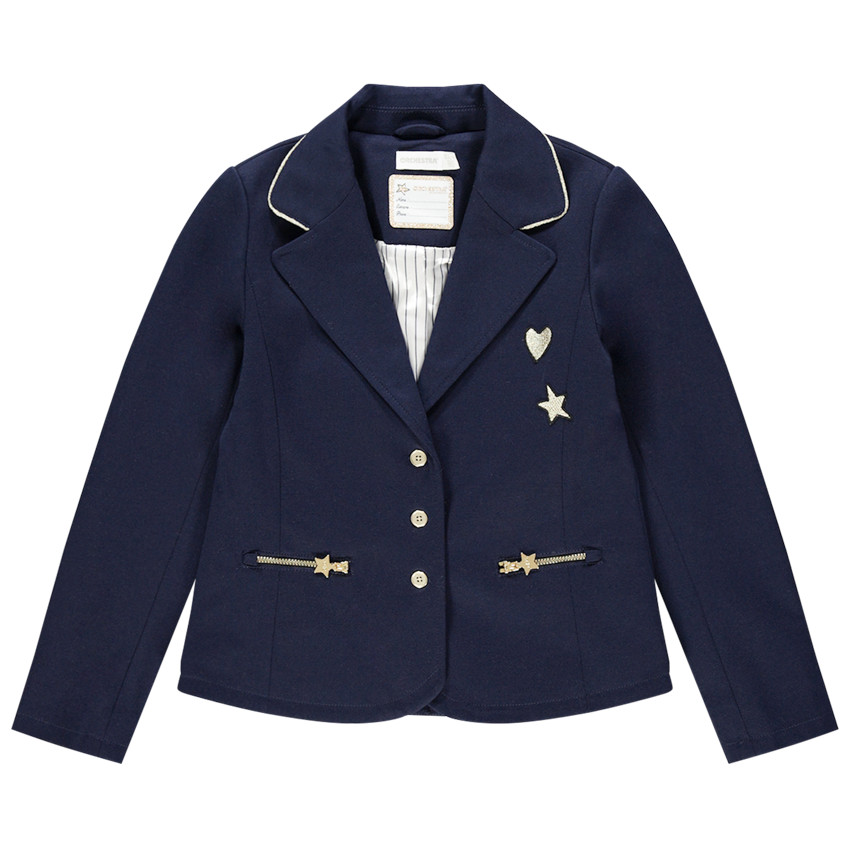 Blazer molleton με σχέδια κεντημένα και τσέπες με φερμουάρ 