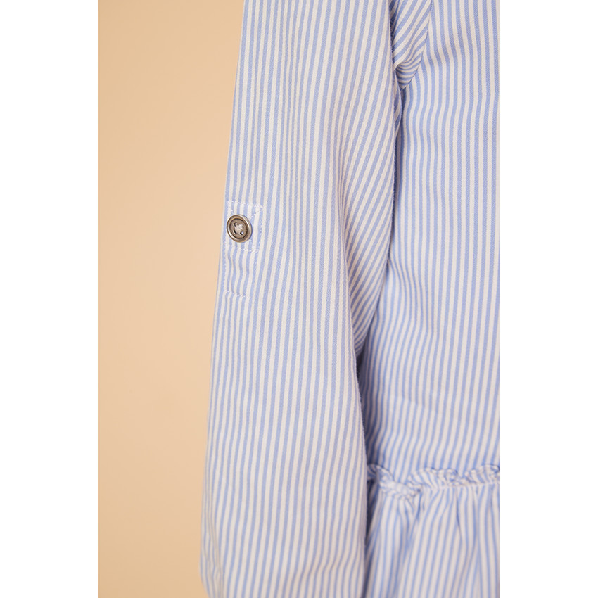 Φόρεμα κοντό με μακριά μανίκια ριγέ σε lyocell για κορίτσι 