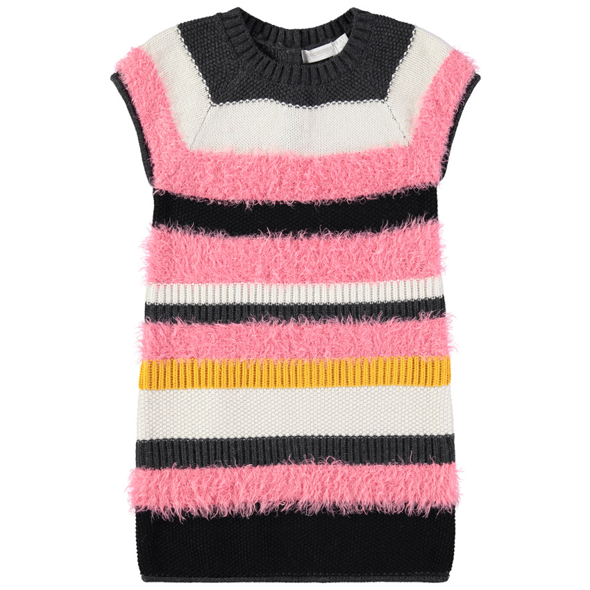 Πλεκτό κοντομάνικο ριγέ φόρεμα σε φαντεζί πλέξη  Additional Πλεκτό κοντομάνικο ριγέ φόρεμα σε φαντεζί πλέξη