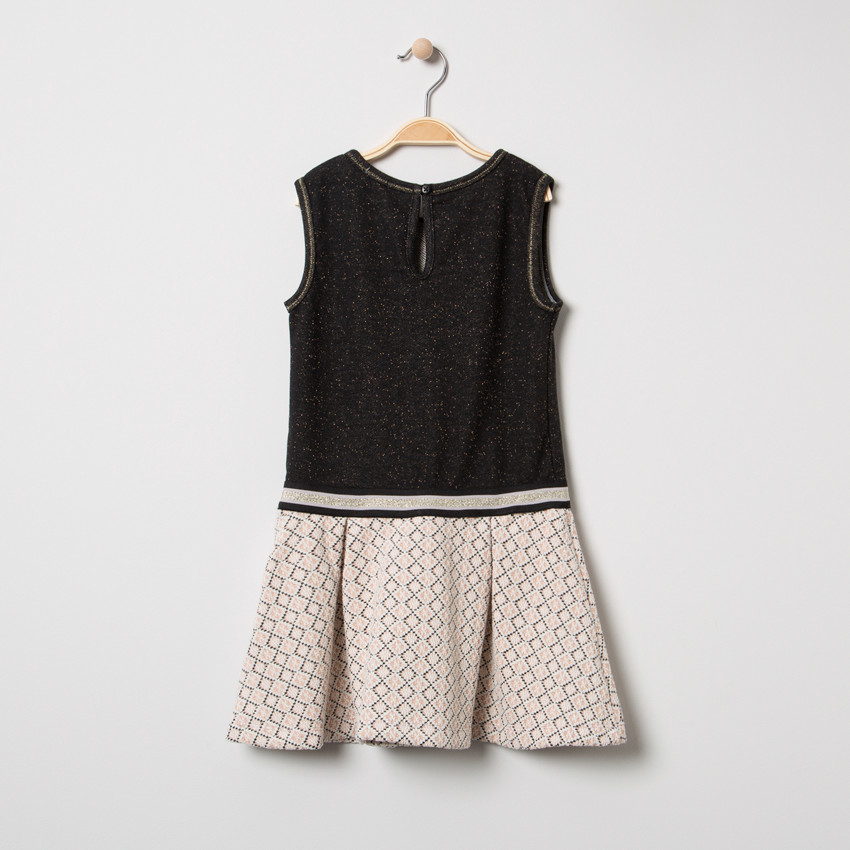 Αμάνικο φόρεμα με κεντημένο μονόκερο και ζακάρ μοτίβο 