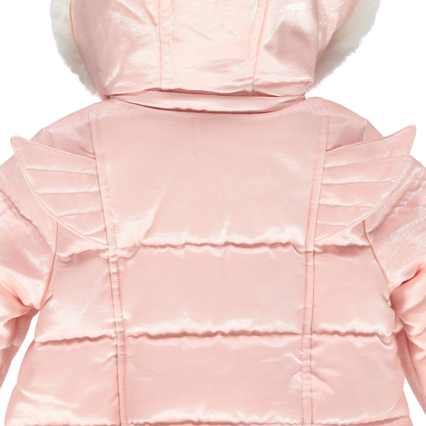 Μπουφάν effet satiné με επένδυση sherpa και φτερά σε ανάγλυφο 