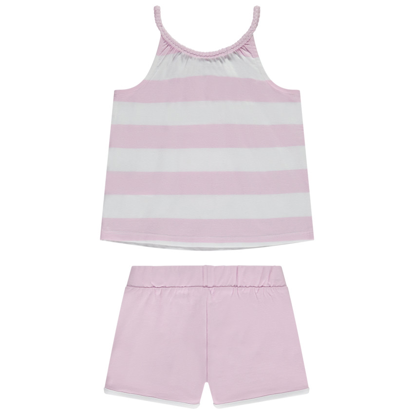 "Σέτ αμάνικου μπλουζιού με ριγέ σχέδιο και παγιέτες + σορτς για κορίτσι" 