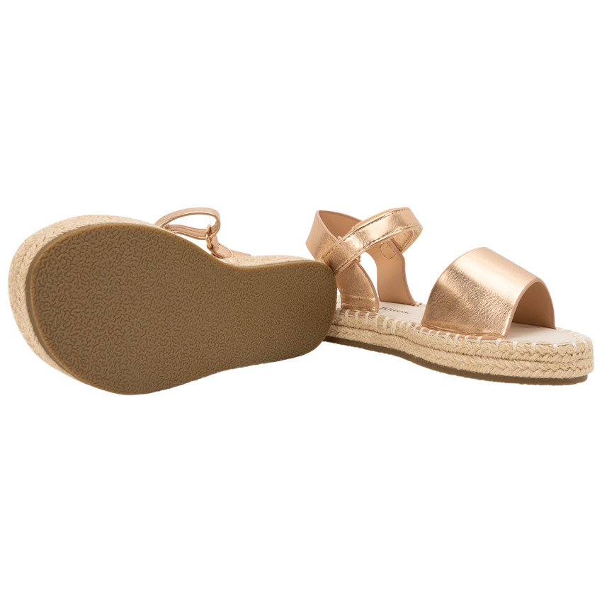 Σανδάλια rose gold effet satiné με σόλα από σχοινί για κορίτσι 