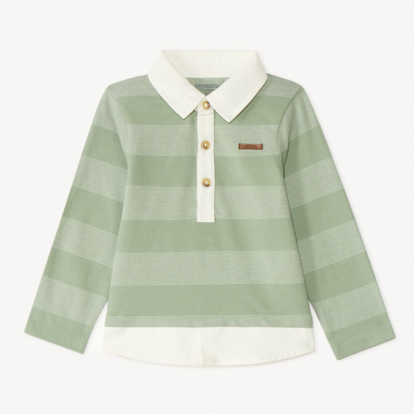 Πολο με μακριά μανίκια, ριγέ, 2 σε 1 για αγόρια μωρά. 