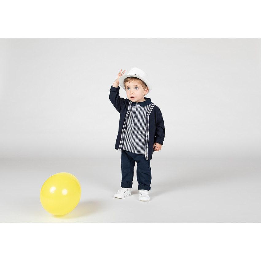 Polo κοντομάνικο βαμβακερό ριγέ για bebe αγόρι 