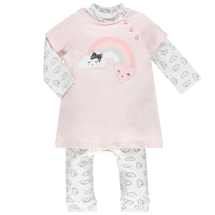 Σύνολο 3 τεμαχίων με ζιβάγκο, κοντομάνικο φόρεμα και κολάν 