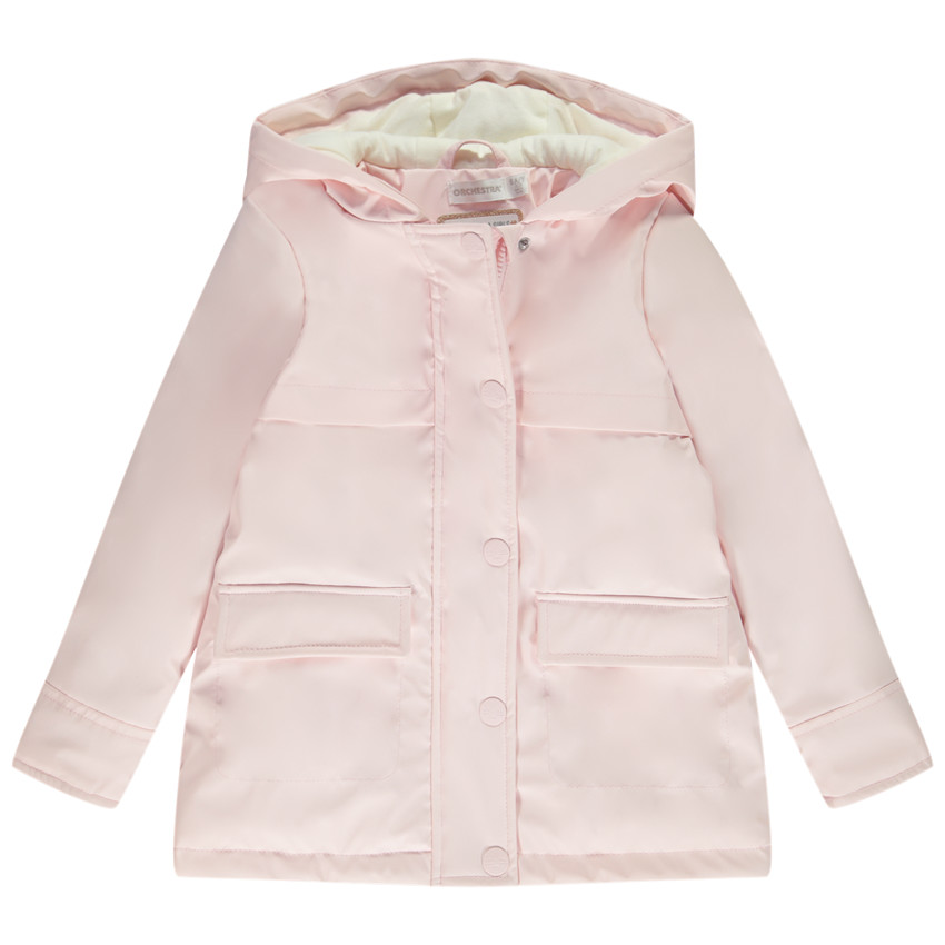 Παλτό από καουτσούκ μονόχρωμο με επένδυση και φόδρα για κορίτσι 