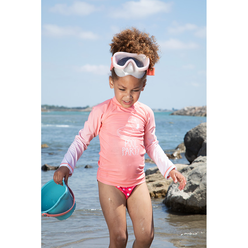 Maillot de bain 2 pièces rose à pois pour fille 