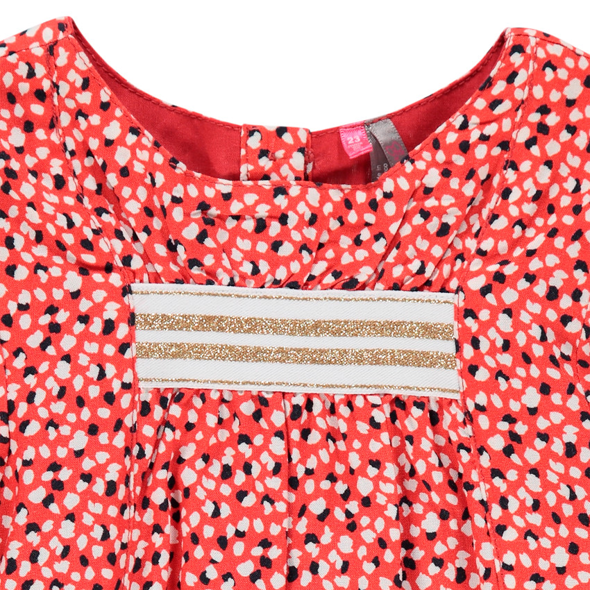 Tunique manches longues à pois all-over et élastique 