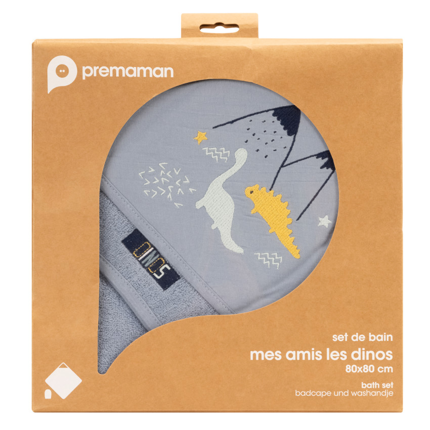 Σετ μπάνιου κάπα + γάντι "Mes Amis les Dinos" 