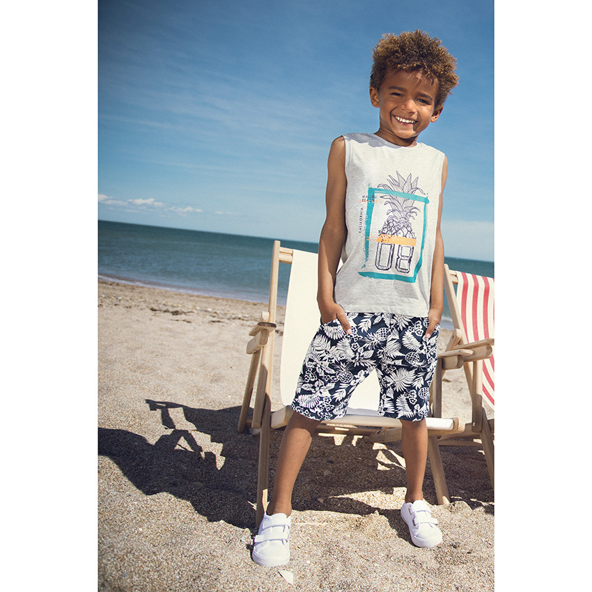 Βερμούδα βαμβακερή με σχέδιο floral σε όλη την επιφάνεια 