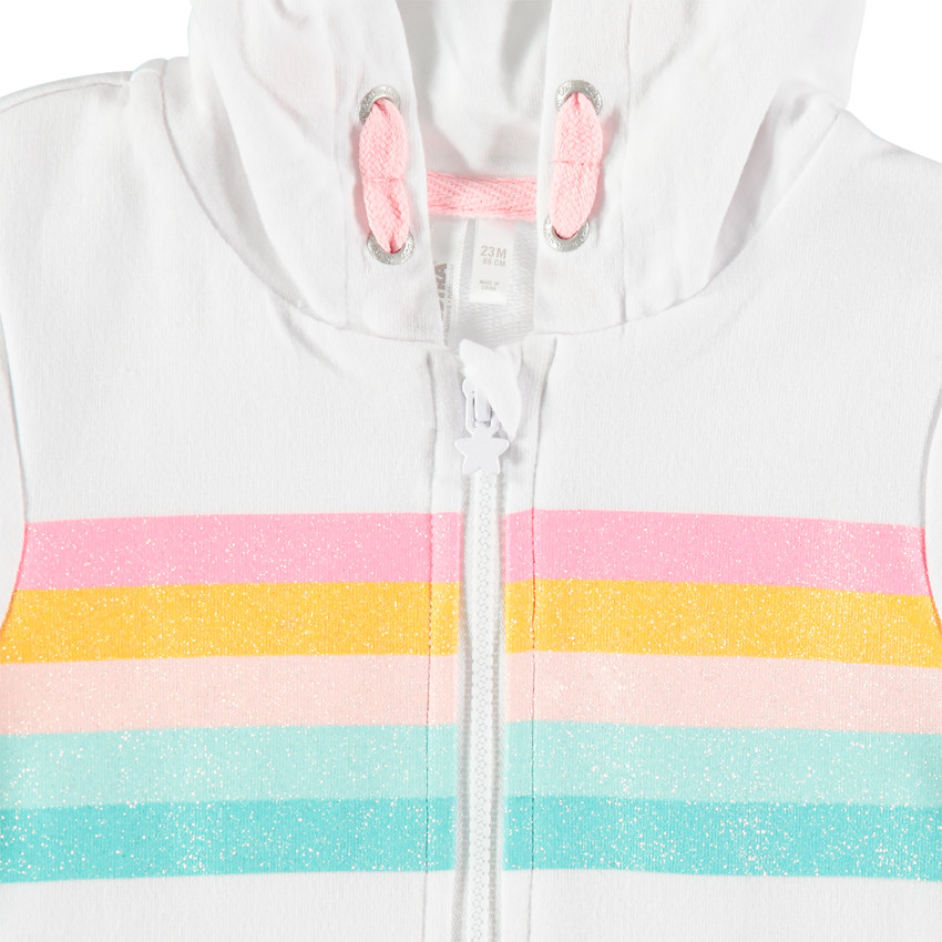 Φανελένια ζακέτα με χρωματιστές λωρίδες με παγιέτες 