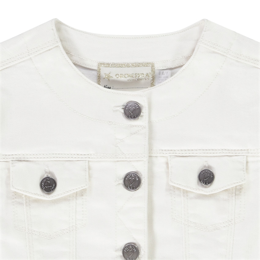 Μπουφάν jean écrue γιακάς mao για κορίτσι 