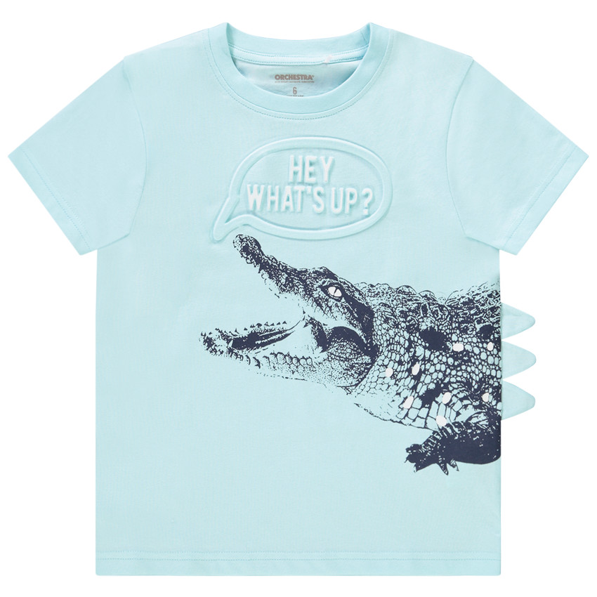 Κοντομάνικο μπλουζάκι από jersey με print ανάγλυφο για αγόρι 