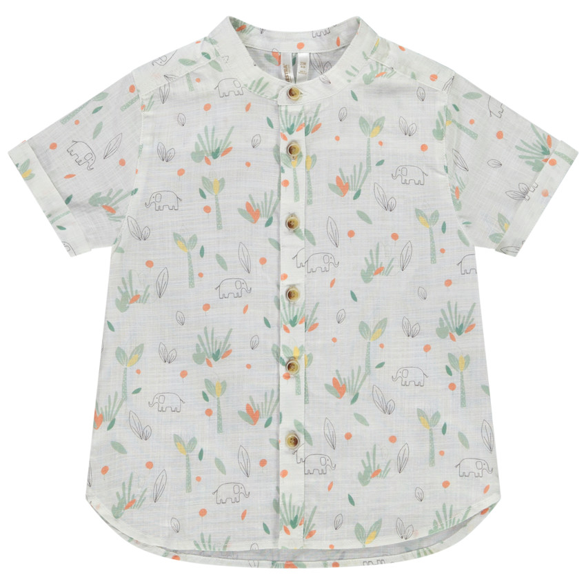 Πουκάμισο κοντομάνικο με γιακά mao και jungle print για bebe αγόρι 