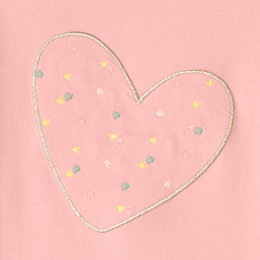 T-shirt με κοντά μανίκια με κέντημα καρδιάς για κορίτσι μωρού 