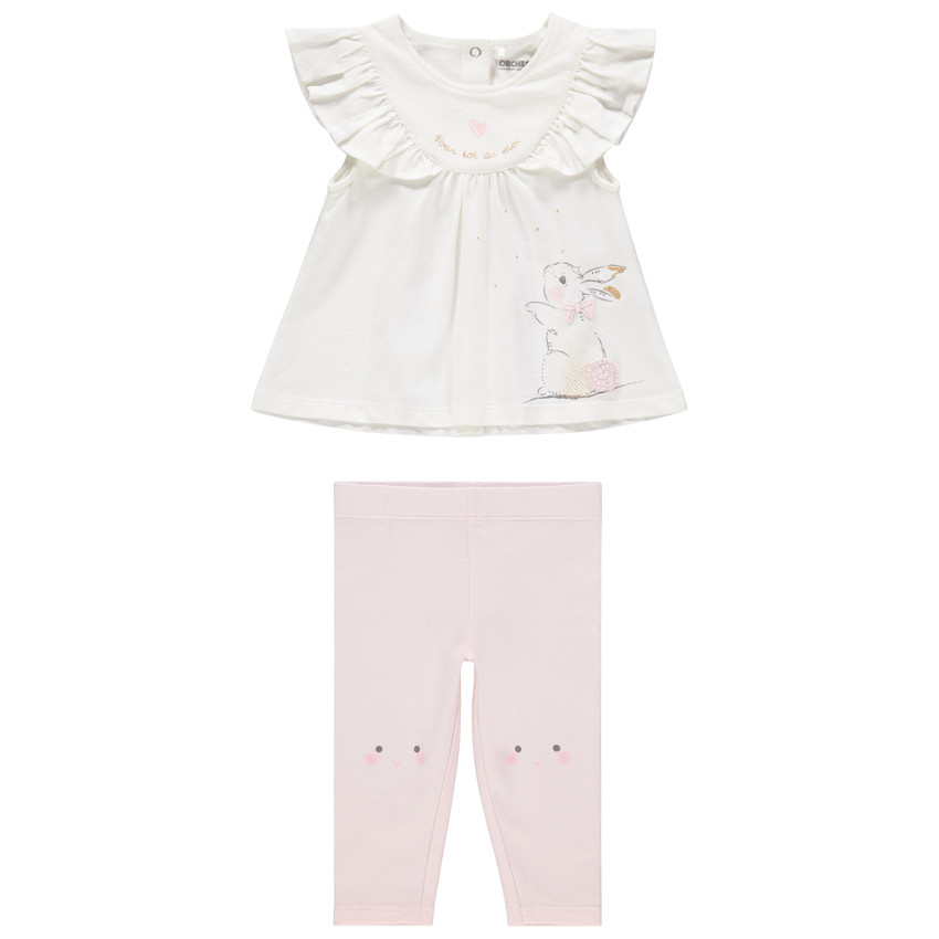 Σύνολο με μπλούζα τύπωμα κουνελιού και ροζ καπρι 