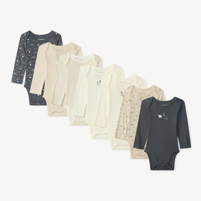 Σετ από 7 μακρυμάνικα bodies με σχέδιο σκι για μωρό 