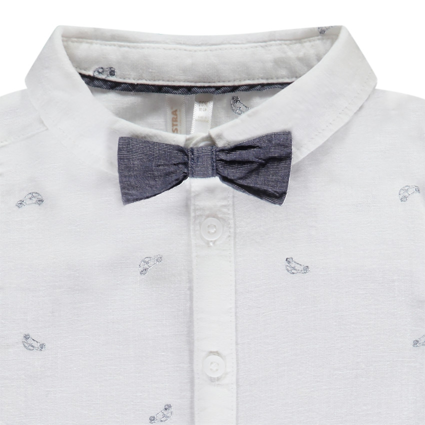 Ensemble 3 pièces imprimé voitures + nœud pour bébé garçon 