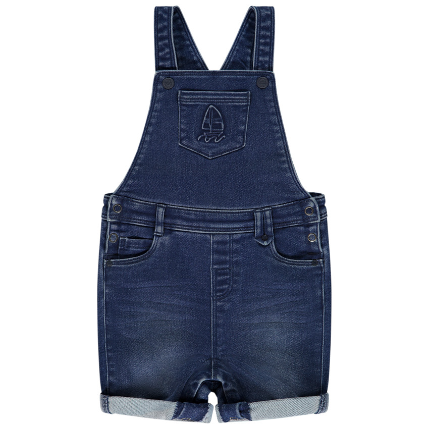 Σαλοπέτα κοντή μονόχρωμη σε denim με ανάγλυφο σχέδιο καραβάκι 